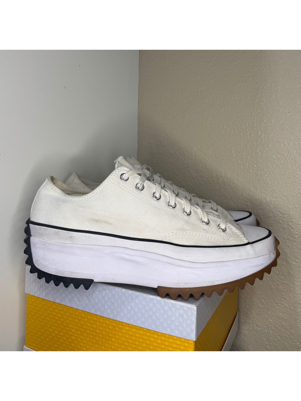 Converse Run Star Hike Ox Low White Egret Gum Platform Sneakers Men’s 12